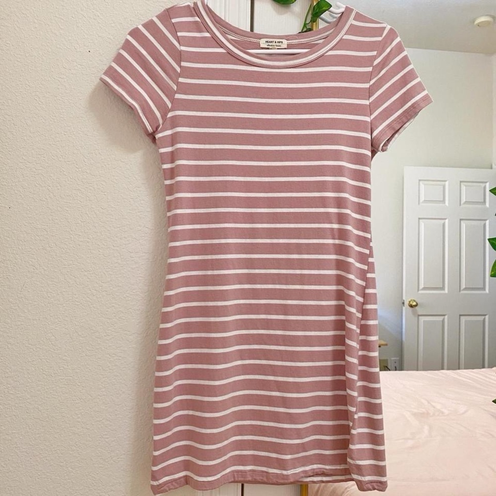 Pink & White Striped Mini Dress